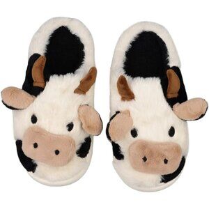 Cute Cow House Slippers - Fluffy Comfort for Indoor Relaxation, Sizes 8/7